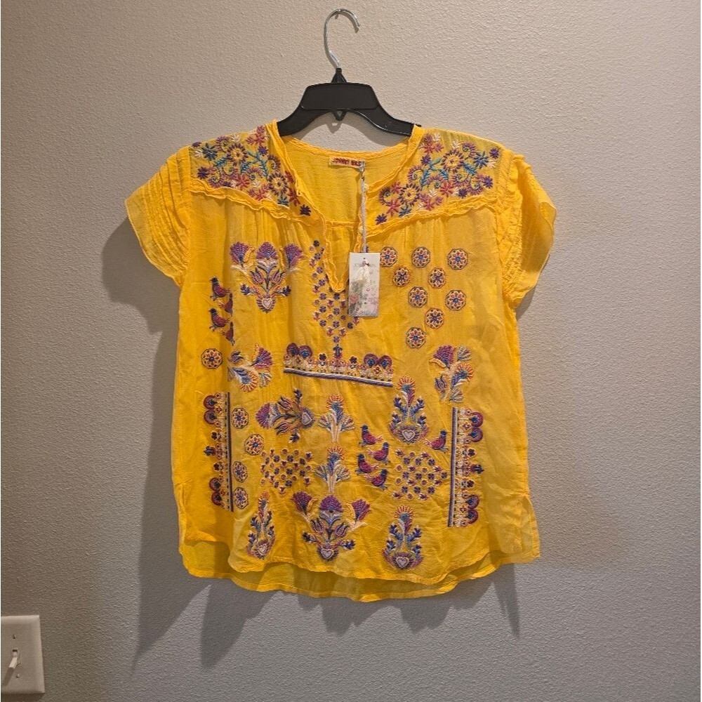 NWT Johnny Was JWLA Biya 3J Workshop Lafaret Embroidered Monserrat Top Blouse M - Picture 4 of 6